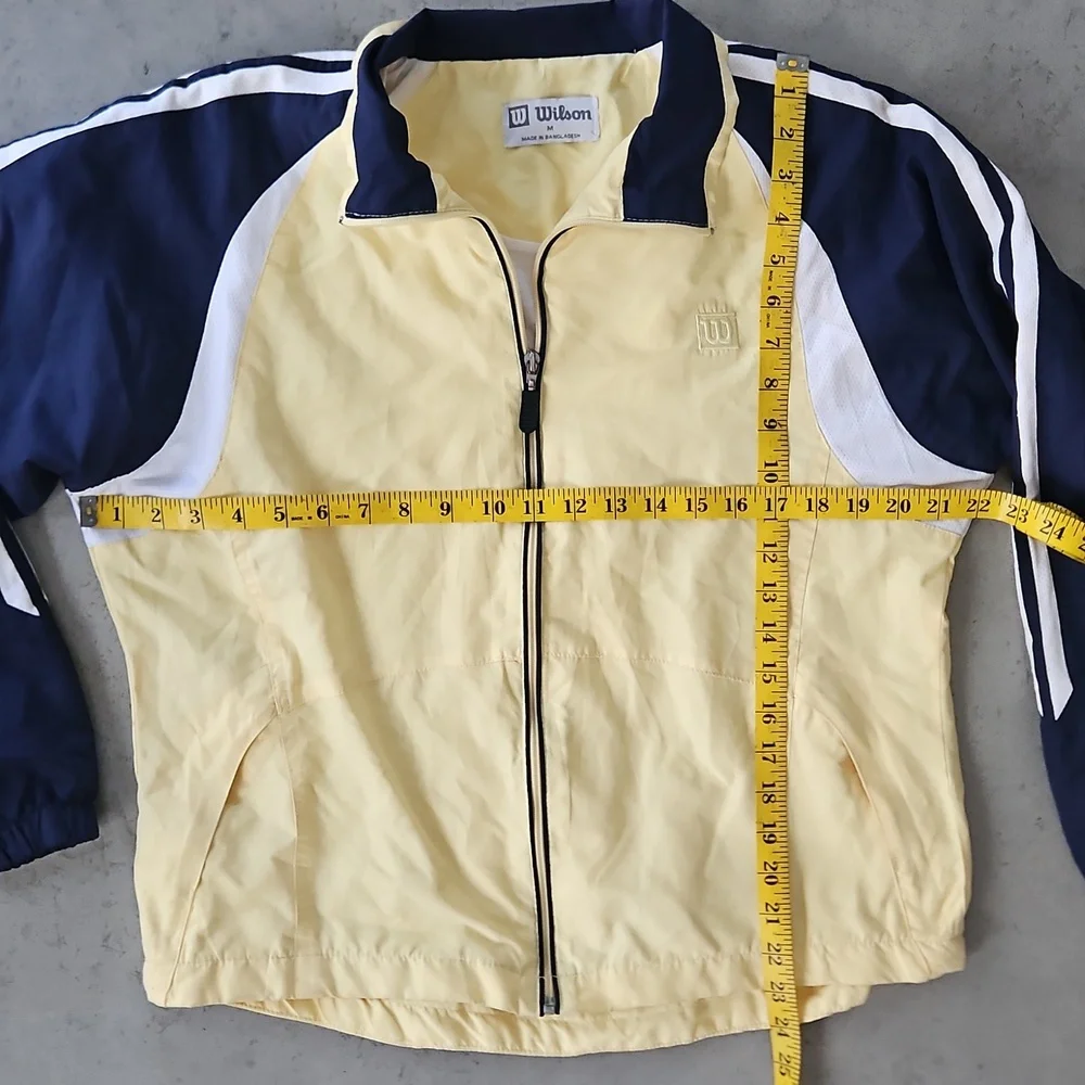 Wilson Yellow and Navy Zip Up Athletic Jacket with White Accents Vintage - Picture 3 of 7